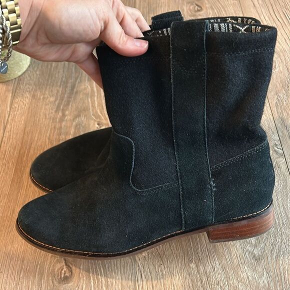 GENUINE SUEDE TOMS SLOUCHY ANKLE BOOTIES BLACK SIZE 10 - Picture 3 of 7
